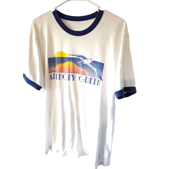 Anthony Green Large Heavy Cotton Unisex T-Shirt Lined 70s Look - Picture 1 of 6